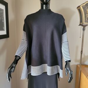 S/M Poncho Style Striped Pull Over Sweater Size Small